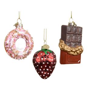 Декор Клубника/Пончик/Шоколад стекло 7см 3шт/уп