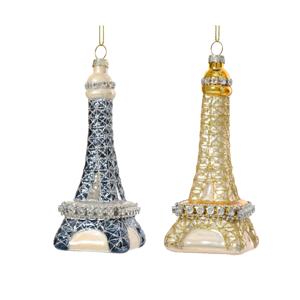 Декор Эйфелева башня стекло синяя/золотистая 14х5,5см 2 в ассорт