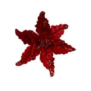 Декор Пуансеттия красная из бархата 44см