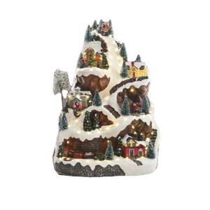 Декорация Деревня рождественская Гора с поездом музыкальная динамическая 33х33х46см кабель 1,8м 75LED теплобелая IP-20 indoor