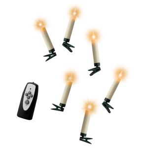 Гирлянда Свечи теплобелая без кабеля на клипсе 10,5см с эффектом пламени на батарейках ААА с пультом ДУ 6ч таймер диммер indoor 10 шт/уп