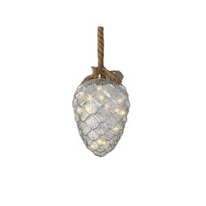 Декорация светодиодная Шишка серебристая 3 батарейки АА таймер 6/18ч d15х21см кабель 1,0м 15LED MICRO теплая IP-20 indoor