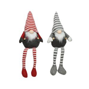 Декорация Гном с висячими ногами серый/красный 55х18х11см 2 в ассорт