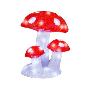 Декорация светодиодная Мухоморы таймер 8/16ч d26х31см кабель 5м 60LED холодная белая IP-44 outdoor