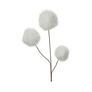 Веточка декоративная  70см белая с пушистыми шариками
