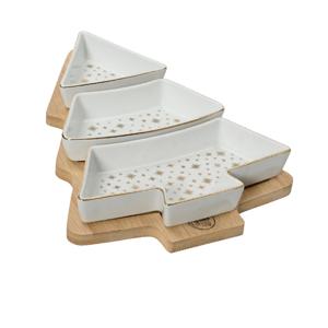 Декор Фарфоровая елочка на деревянной подставке 31х22,5х5,2см