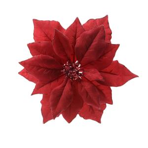 Декор Пуансеттия красная  с блеском 24см