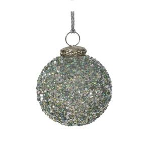 Шар стекло с серебристыми бусинами d12см