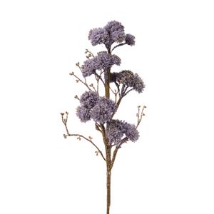Веточка декоративная 52см цветы сиреневые с блестками