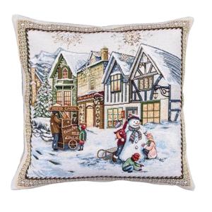 Наволочка  Рождественская деревня 45х43см гобелен без люрекса  BENASK BLANCO CO2-NV
