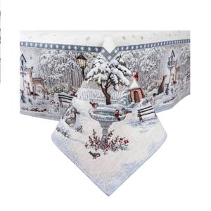 Скатерть Сказочный лес 137х240см гобелен с микрофиброй и с серебристым люрексом  MICRO854-240