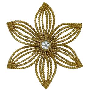 Декор Снежинка Эдельвейс золотистая с блеском d14х2,5см