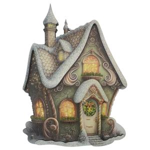 Декор Домик-замок зеленый 9х12,5х0,6см