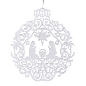 Декор Рождество 12см белый глиттер