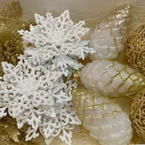 Набор елочных игрушек золотистые/серебристые 30х20х7см 11 шт/уп