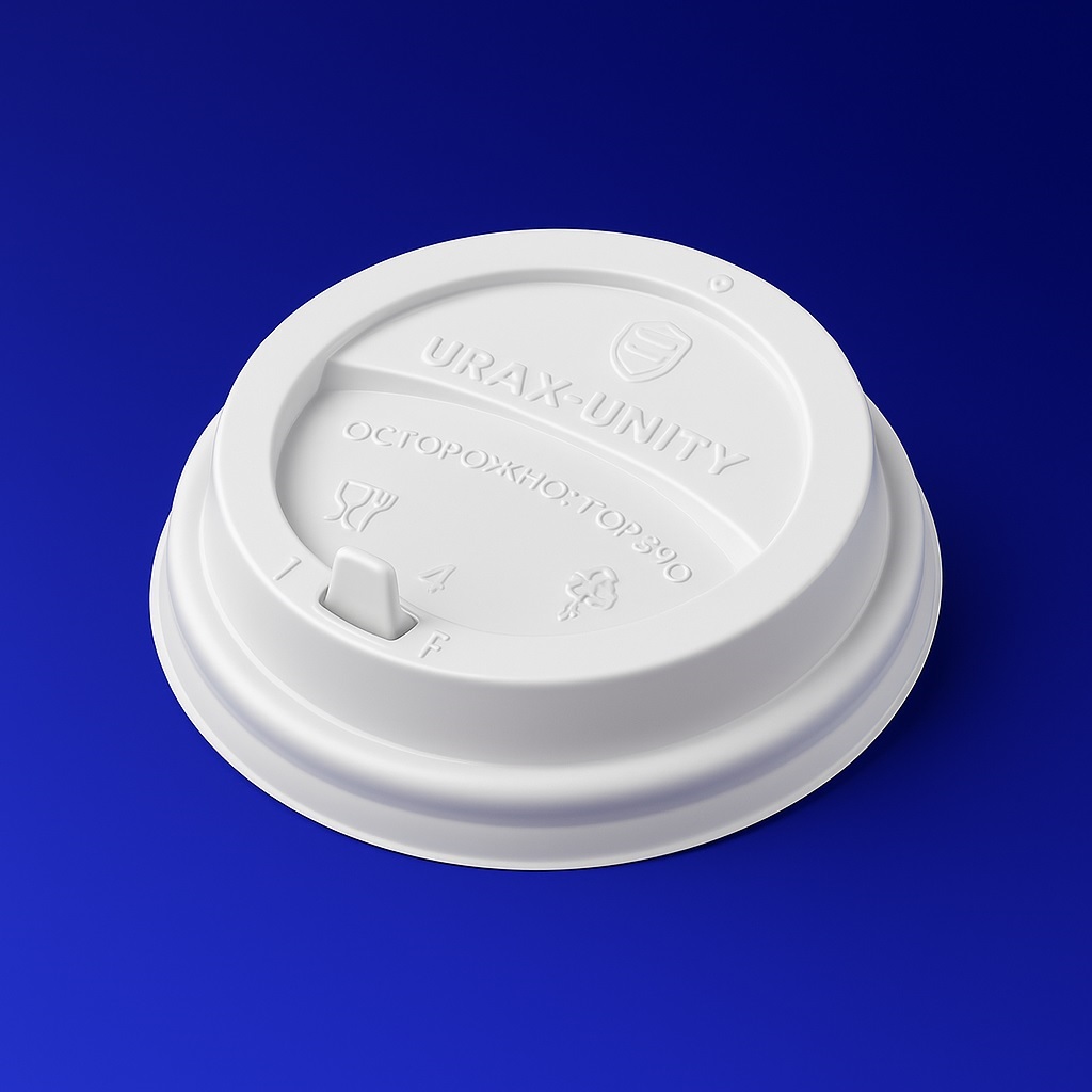 Крышка к стаканам d9,0см PP с откидным питейником белая  50шт/уп 2000шт/кор Upax-Unity