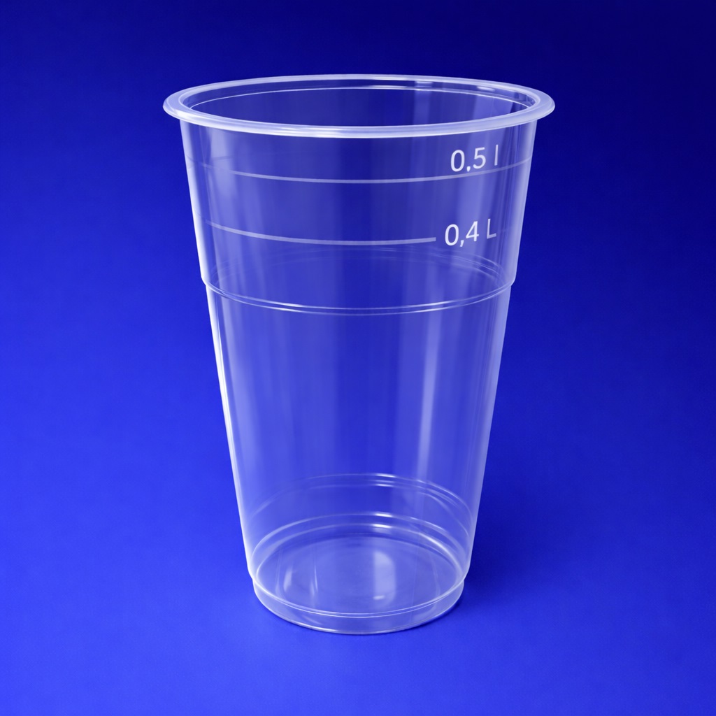 Стакан пластиковый PP 500мл Пивной прозрачный d9,5см 50шт/уп 1000шт/кор