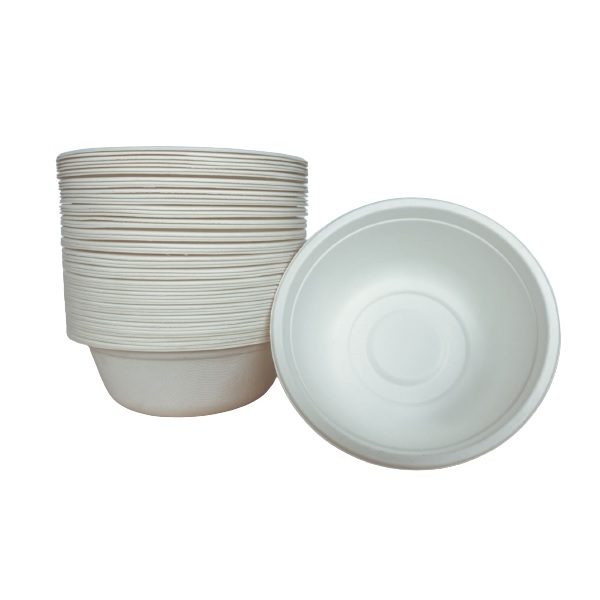 Тарелка одноразовая глубокая d15,5см h5,8см 500мл сахар тростник белая 125шт/уп БИО