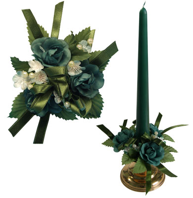 Букет на свечу d3см внутр Цветы зеленые с бусинами