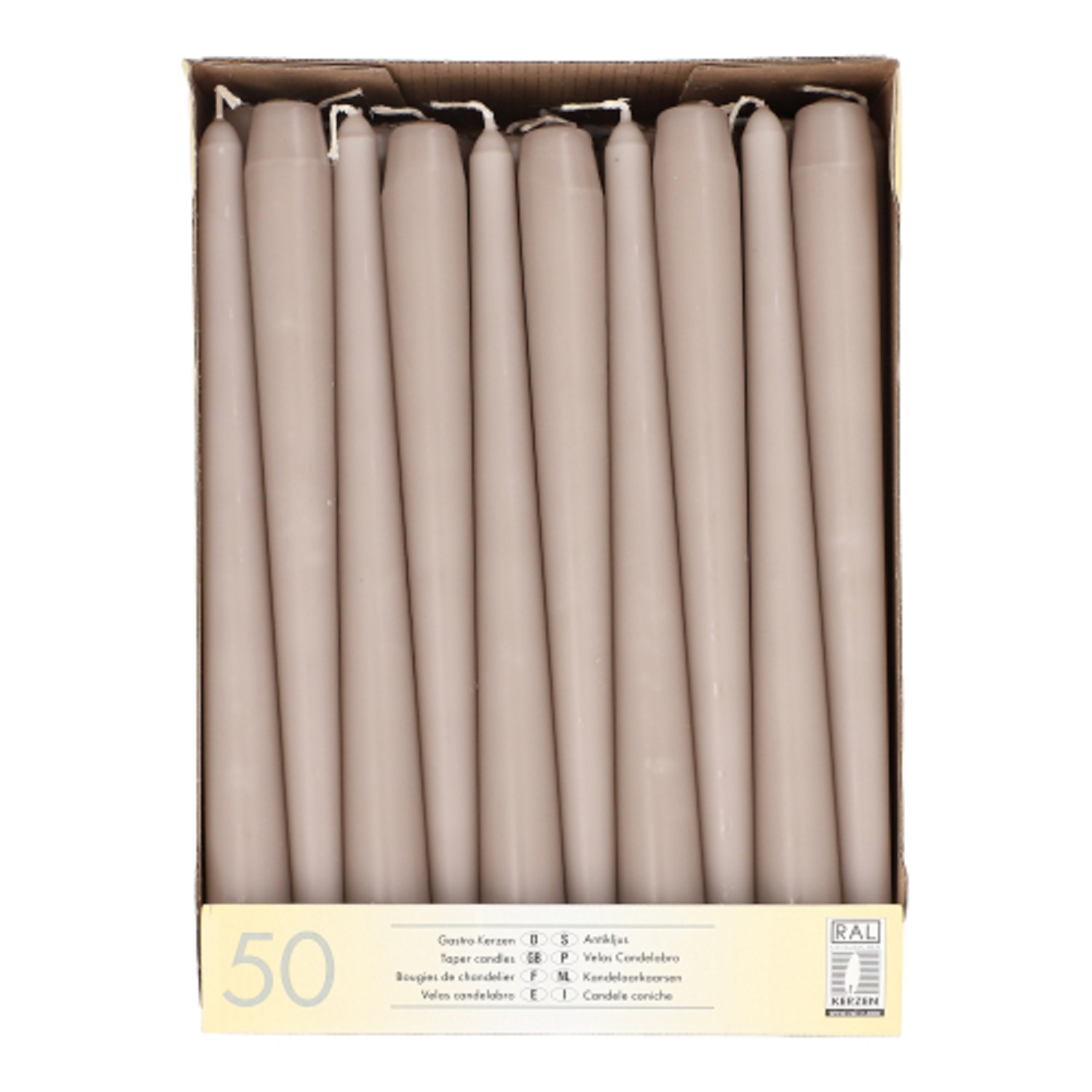 Свеча Античная  d2х25см серо-бежевая 50шт/уп