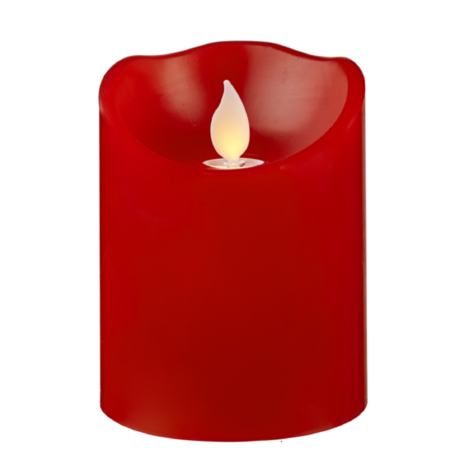 Свеча светильник LED столбик d7,5x10,0см красная восковая с мерцающим пламенем на батарейках 2АА LED indoor