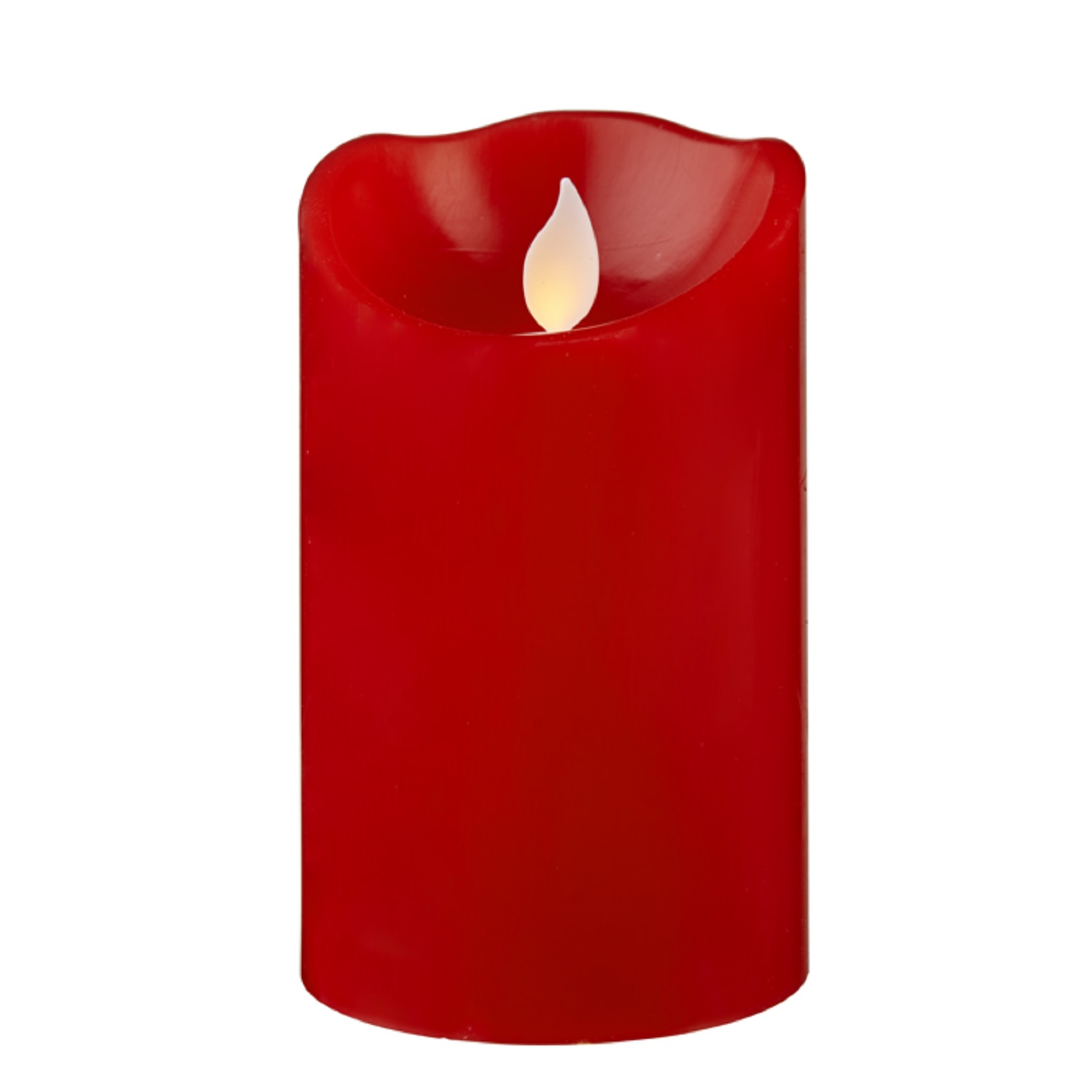 Свеча светильник LED столбик d7,5x12,5см красная восковая с мерцающим пламенем на батарейках 2АА LED indoor