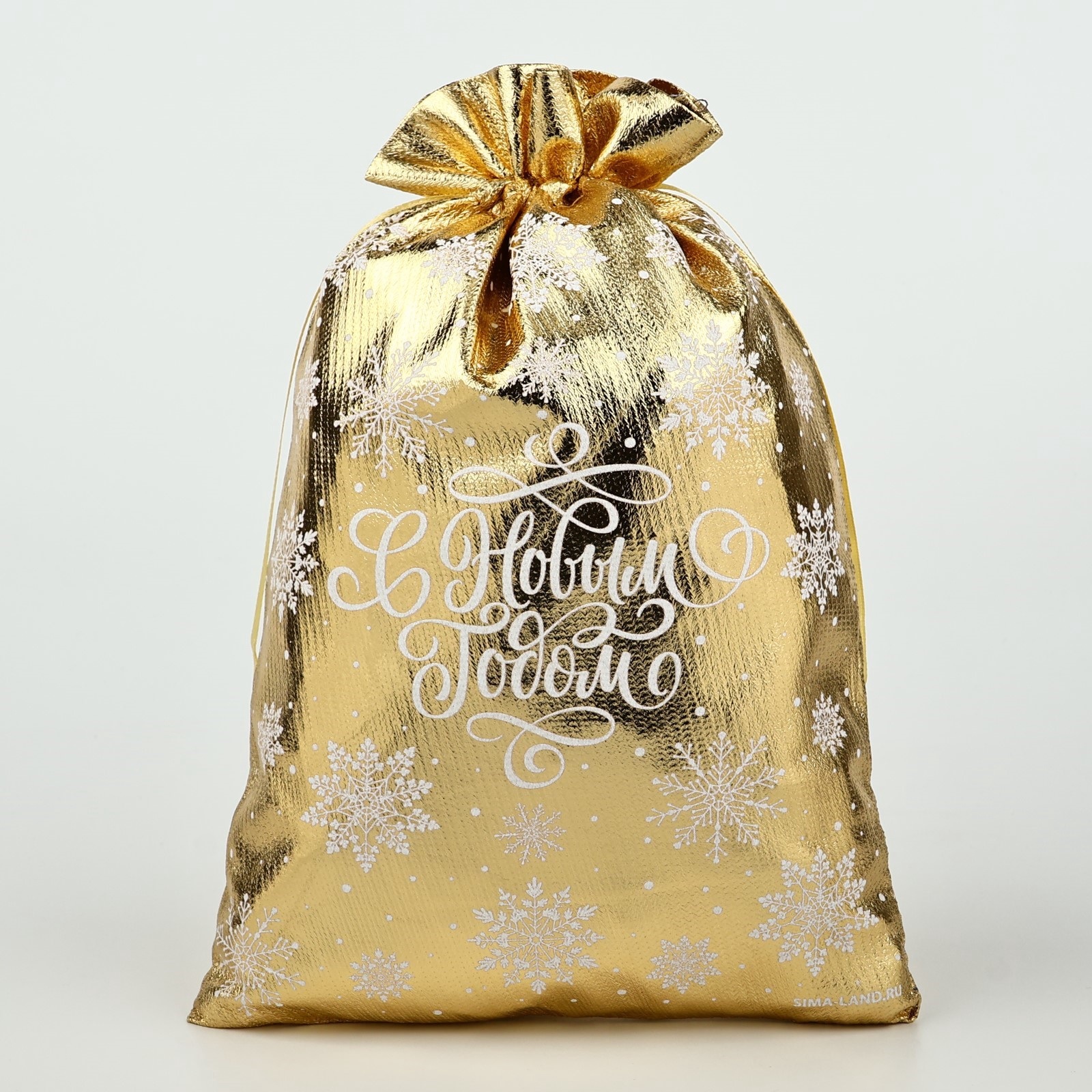Мешочек подарочный золотистый 20х30см парча Новый год