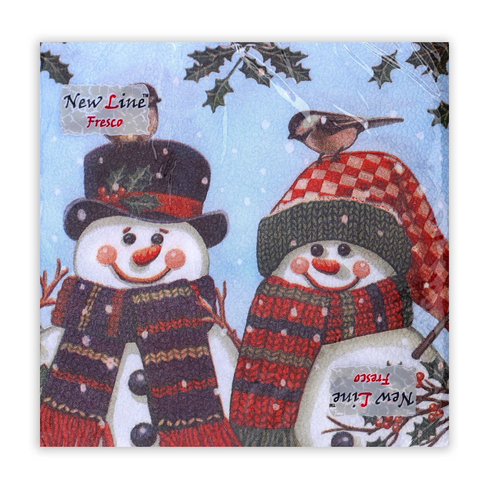 Салфетки  новогодние 33х33см 2 сл 20шт/уп Снеговички