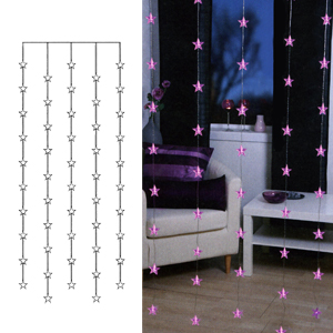 Гирлянда занавес     0,9х2м розовая Звезды кабель прозрачный 3м 50диодов LED indoor