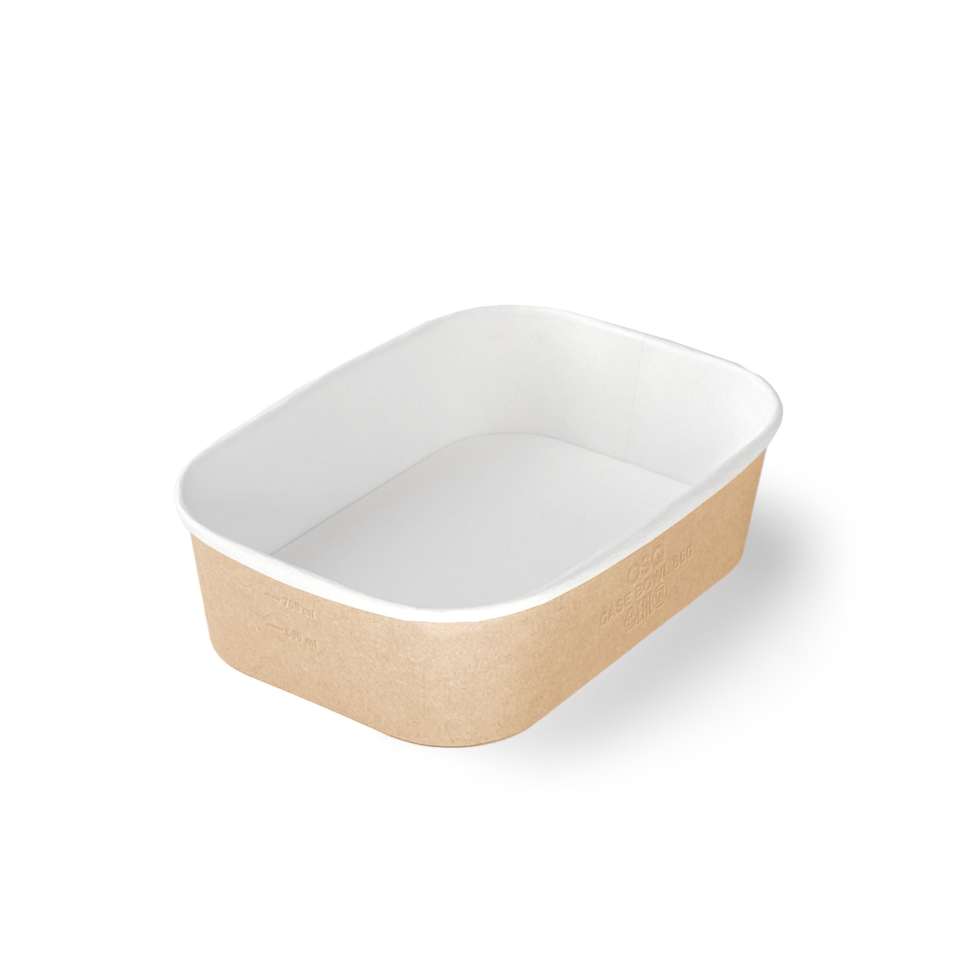 OSQ CASE BOWL 860 крафт/белый 19,0х13,5х5,1см 860мл (крышка отдельно)