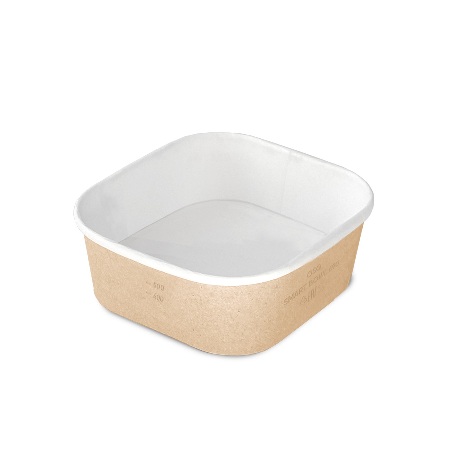 OSQ SMART BOWL 690 крафт/белый WHITE EDITION 14,5х14,5х5,1см 690мл (крышка отдельно)