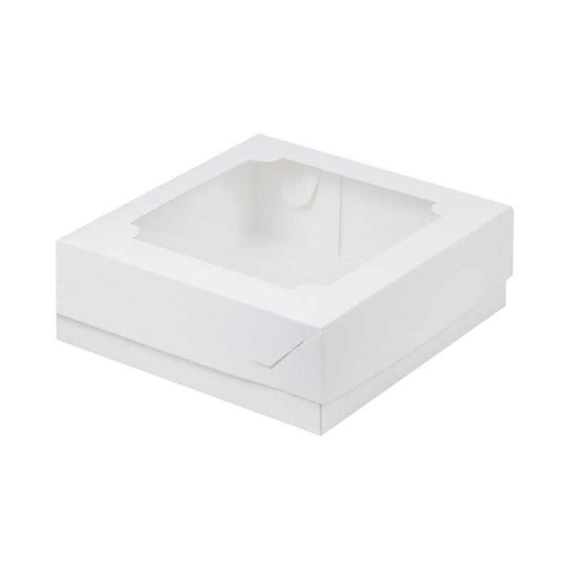 Упаковка для зефира и десертов Marshmallow 20,0x20,0x7,0см белая с окном 50шт/уп  150шт/кор
