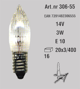 Лампочка электр E10 14V 3W 3шт/уп indoor