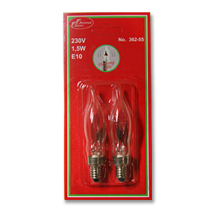 Лампочка электр E10 230V 5W мерцающее пламя 2шт/уп indoor
