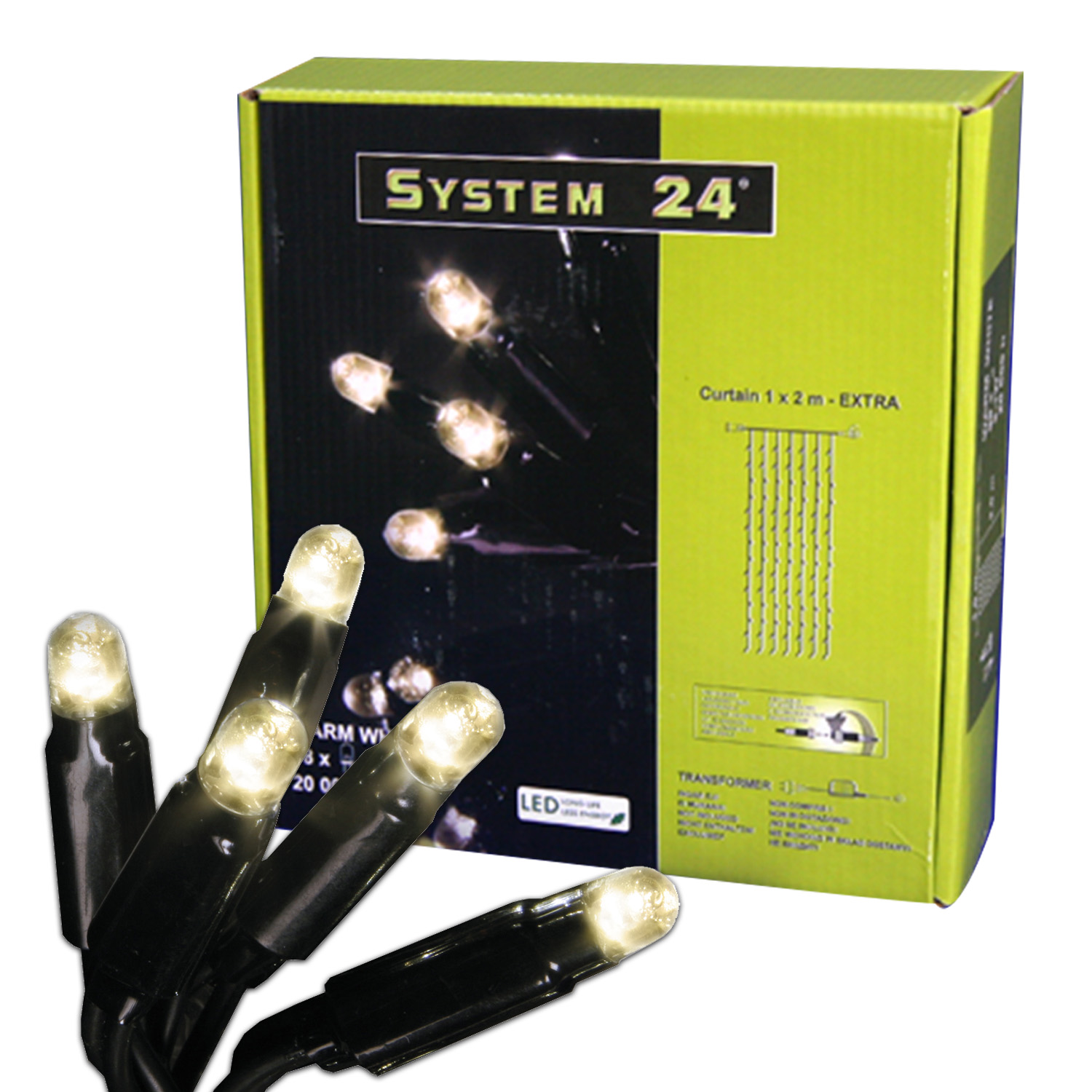 Гирлянда дождь  3х0,4м теплобелая кабель черный стартовая 49диодов LED System 24 outdoor