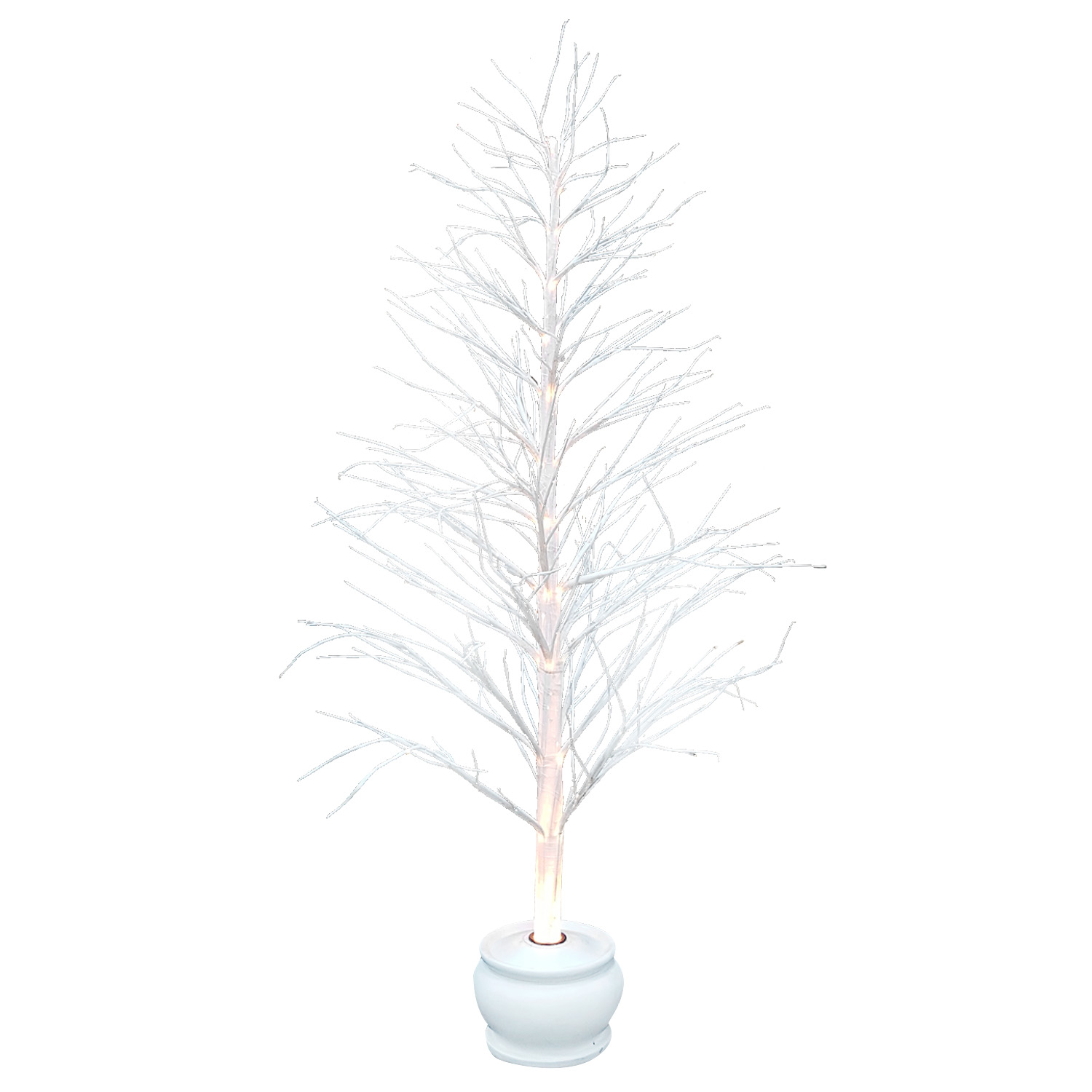 Декорация зимнее дерево белое d0,4х1,2м оптоволокно с мерцающими огнями кабель черный 2м LED 345-05 indoor