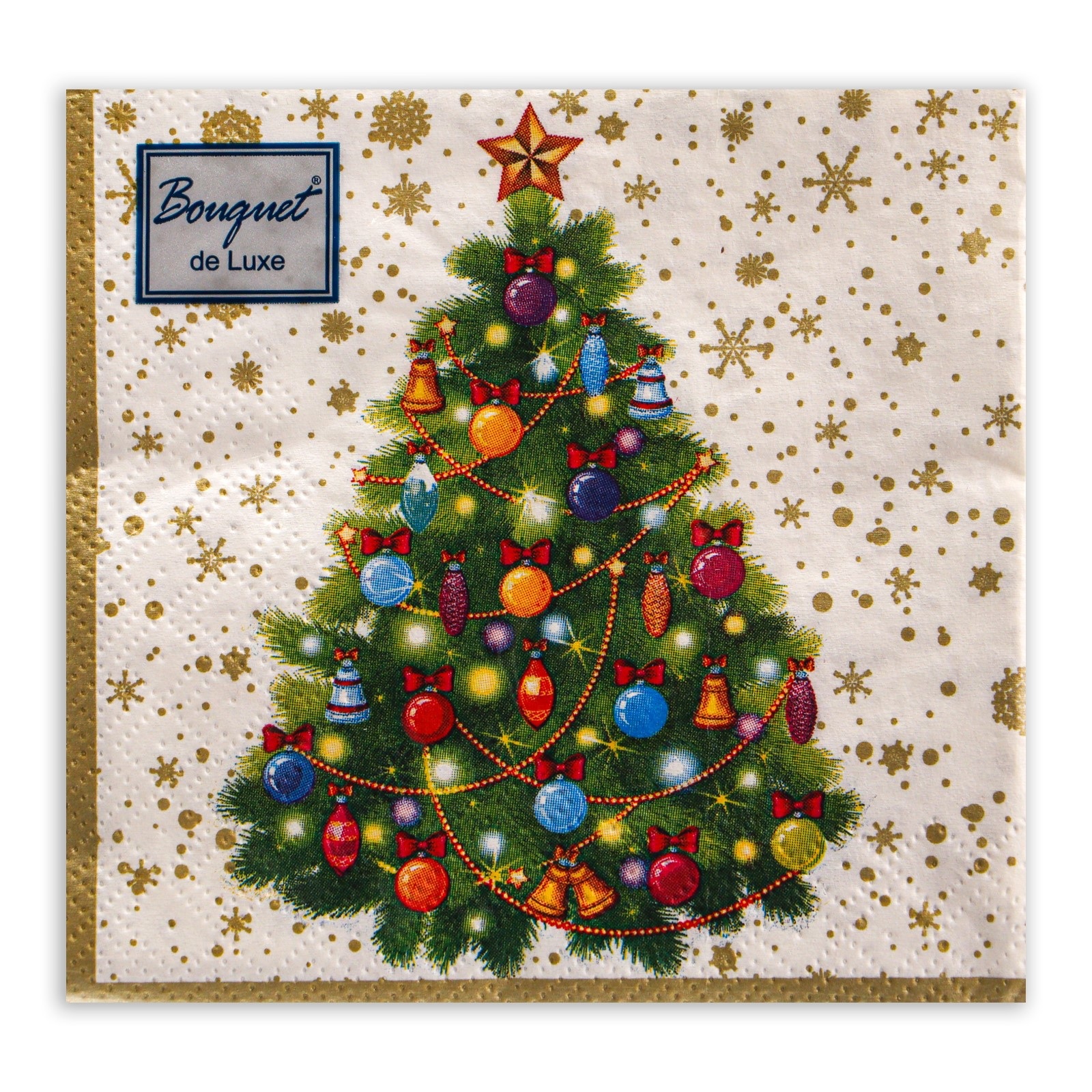 Салфетки  новогодние 24х24см 3 сл 25шт/уп Новогодняя ель на белом