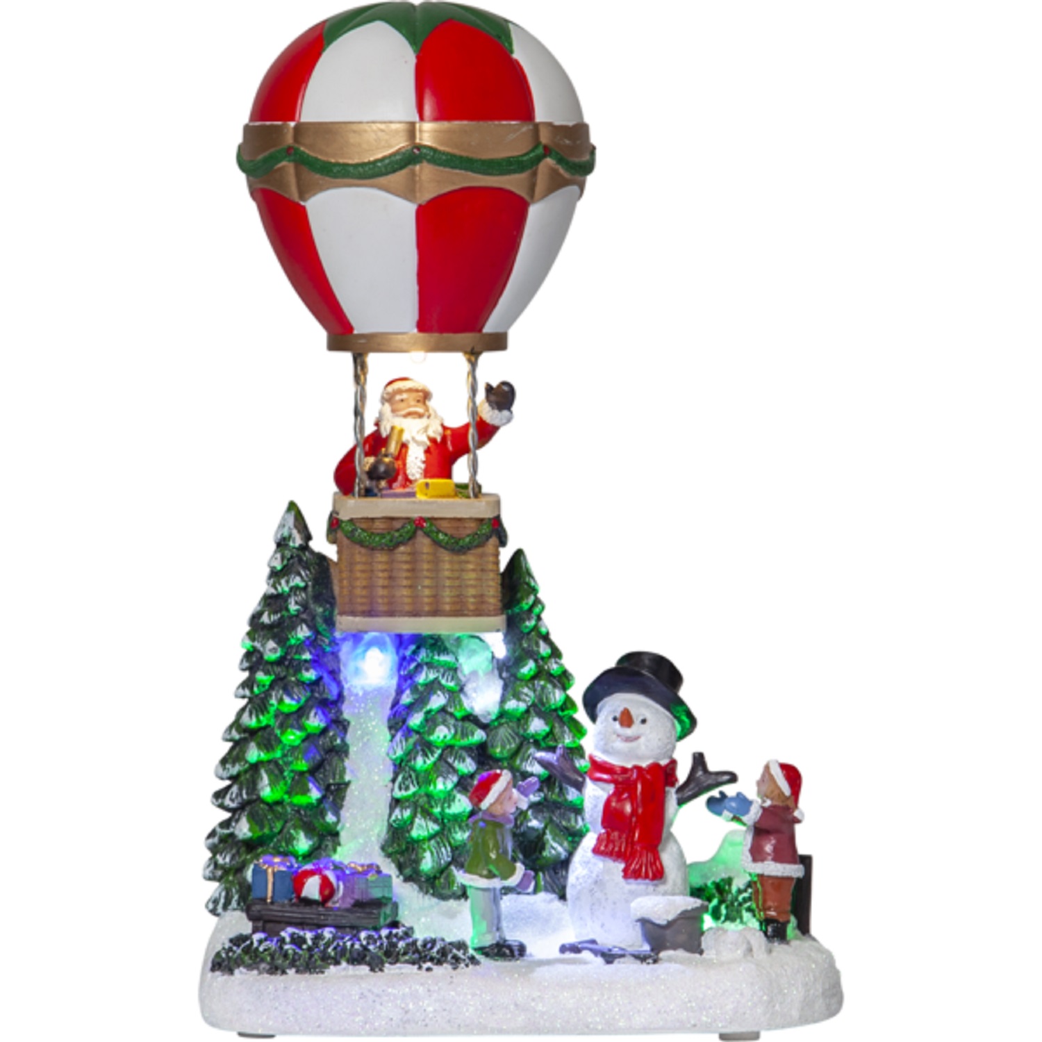 Декорация Дед Мороз на воздушном шаре 16х25см на батарейках 3ААА 6/18ч таймер с выключателем 6диодов LED indoor