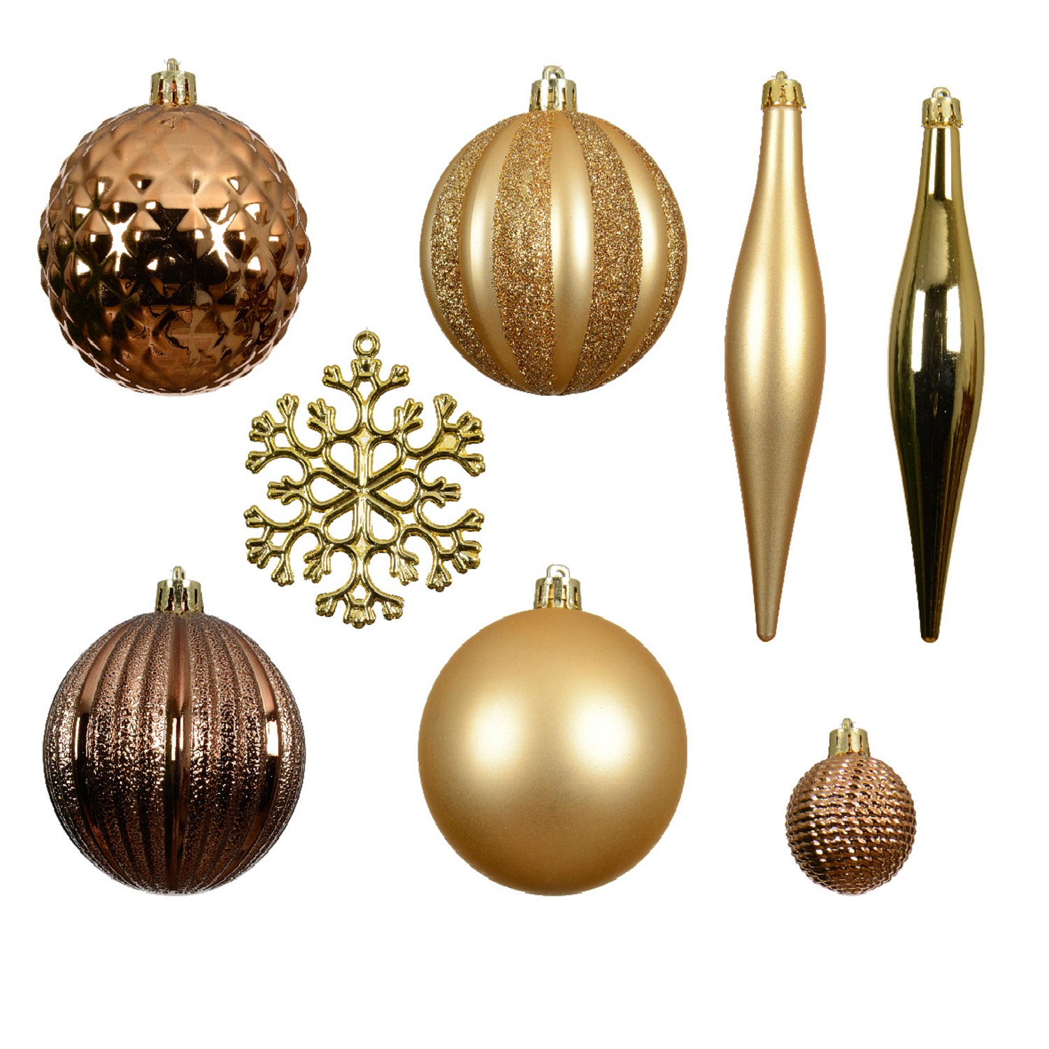 Набор елочных игрушек золото/эспрессо/бренди   фигурки и шары d8см 46шт/уп