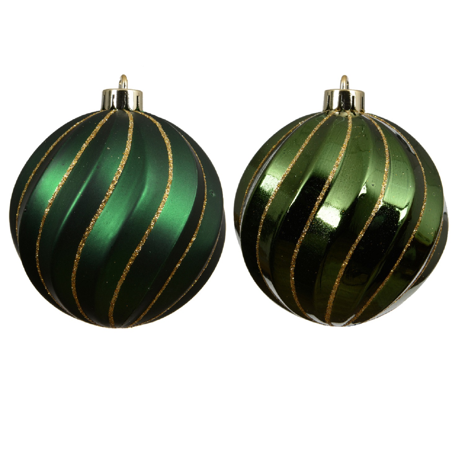 Шар зеленый с золотистыми линиями глянцевый/матовый d8см 6шт/уп