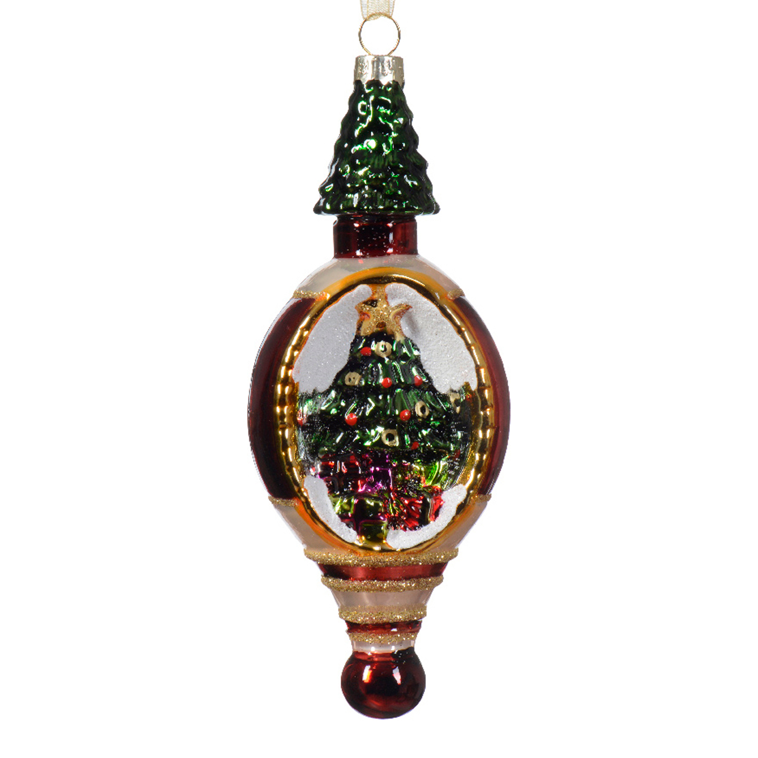Декор Подвеска стекло рождественская елка d6,5х16,5см