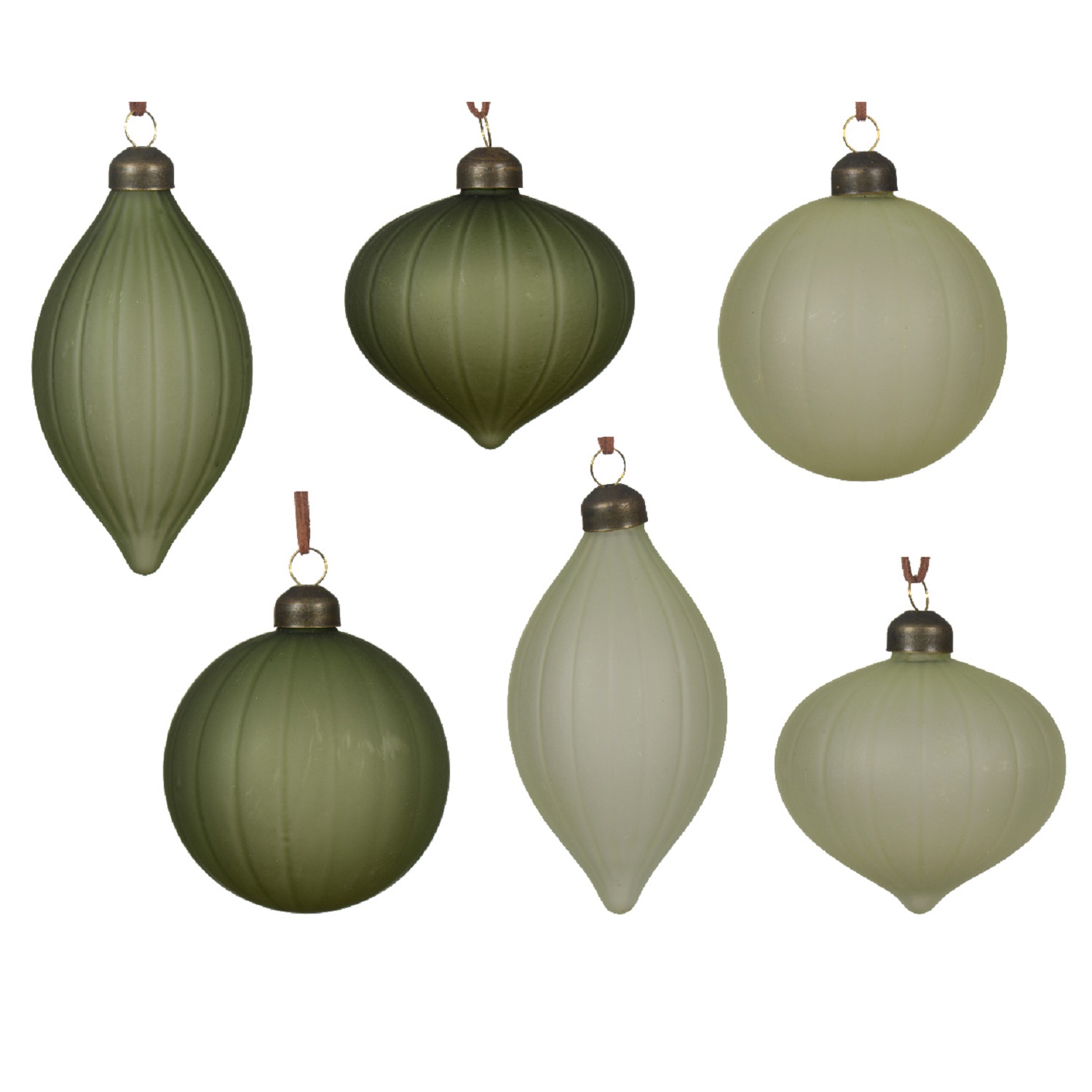 Декор Луковица/Шар/Конус стекло матовые белые/зеленые d8см 6 в ассорт