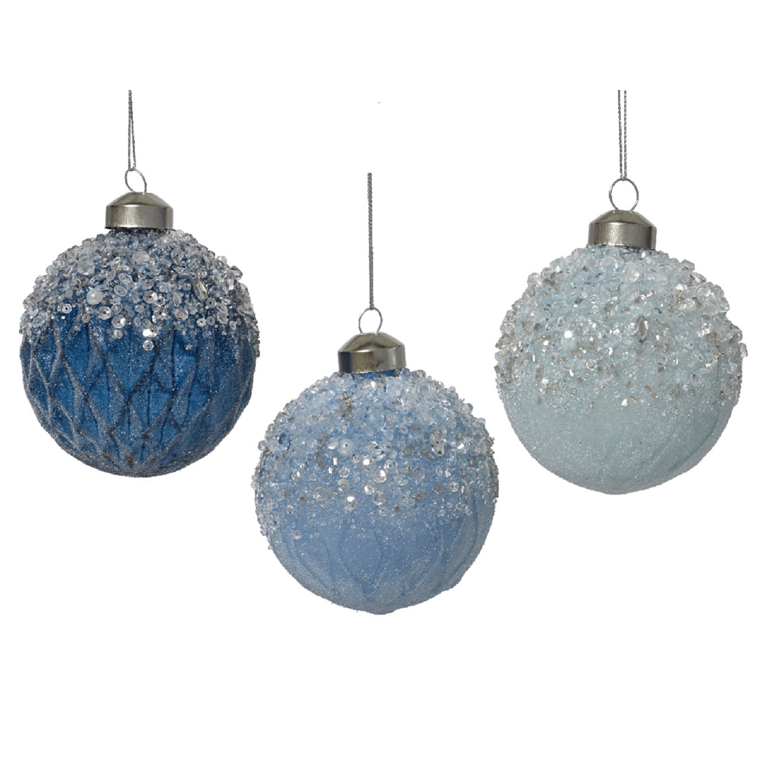 Шар стекло синий/голубой/небесноголубой 8см 3шт/уп 3 в ассорт