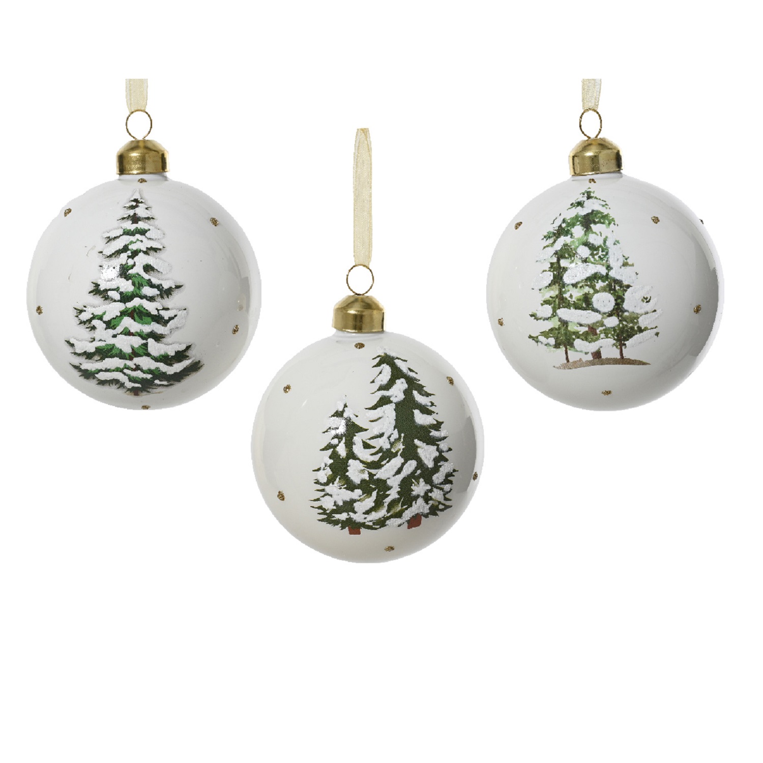 Шар стекло белый с елочками 8см 3шт/уп 3 в ассорт
