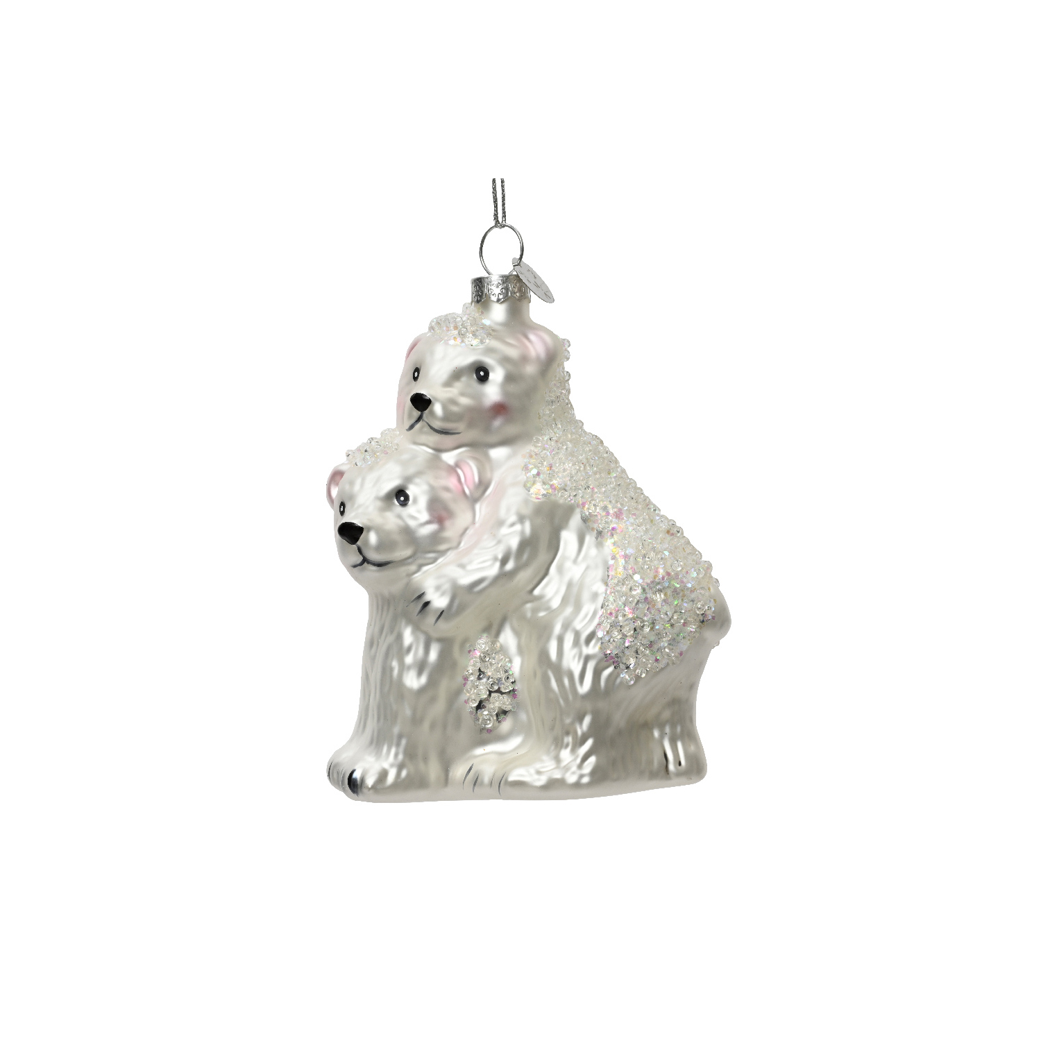 Декор Медвежата белые стекло с бисером 5х8,5х10,5см