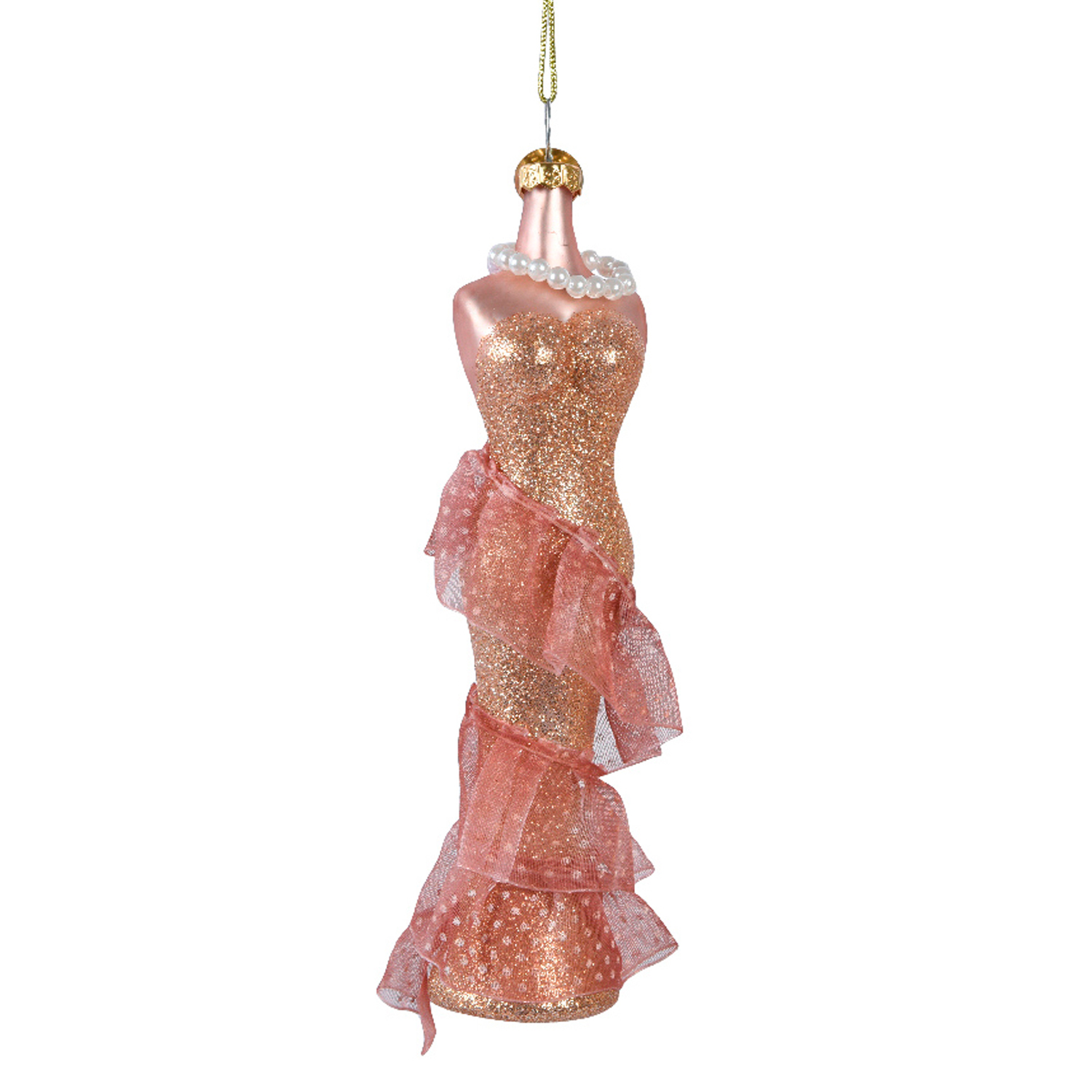 Декор Платье вечернее стекло персиковое d3,5х16см