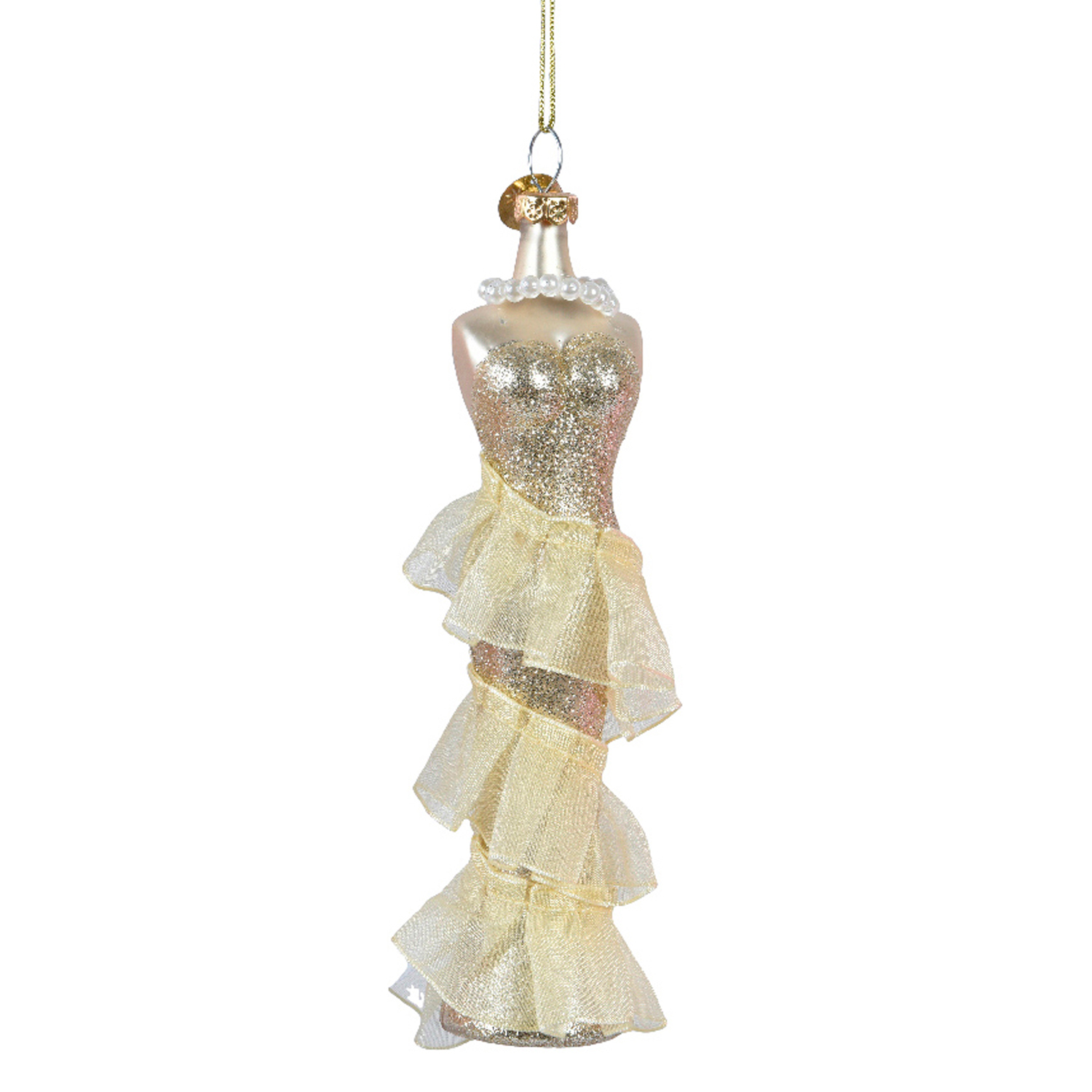 Декор Платье вечернее стекло золотистое d3,5х16см