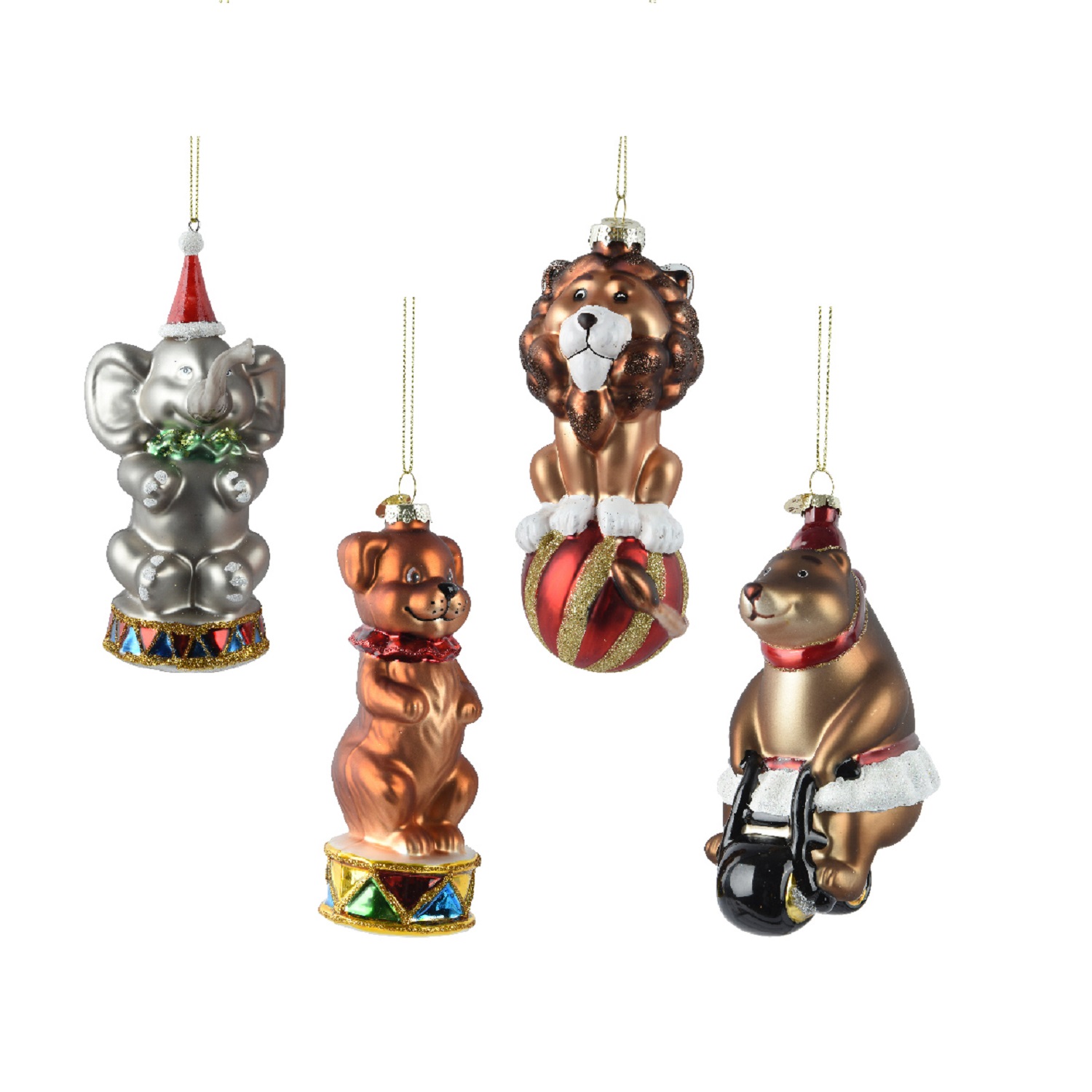 Декор Цирковые животные стекло 12,5см 4 в ассорт