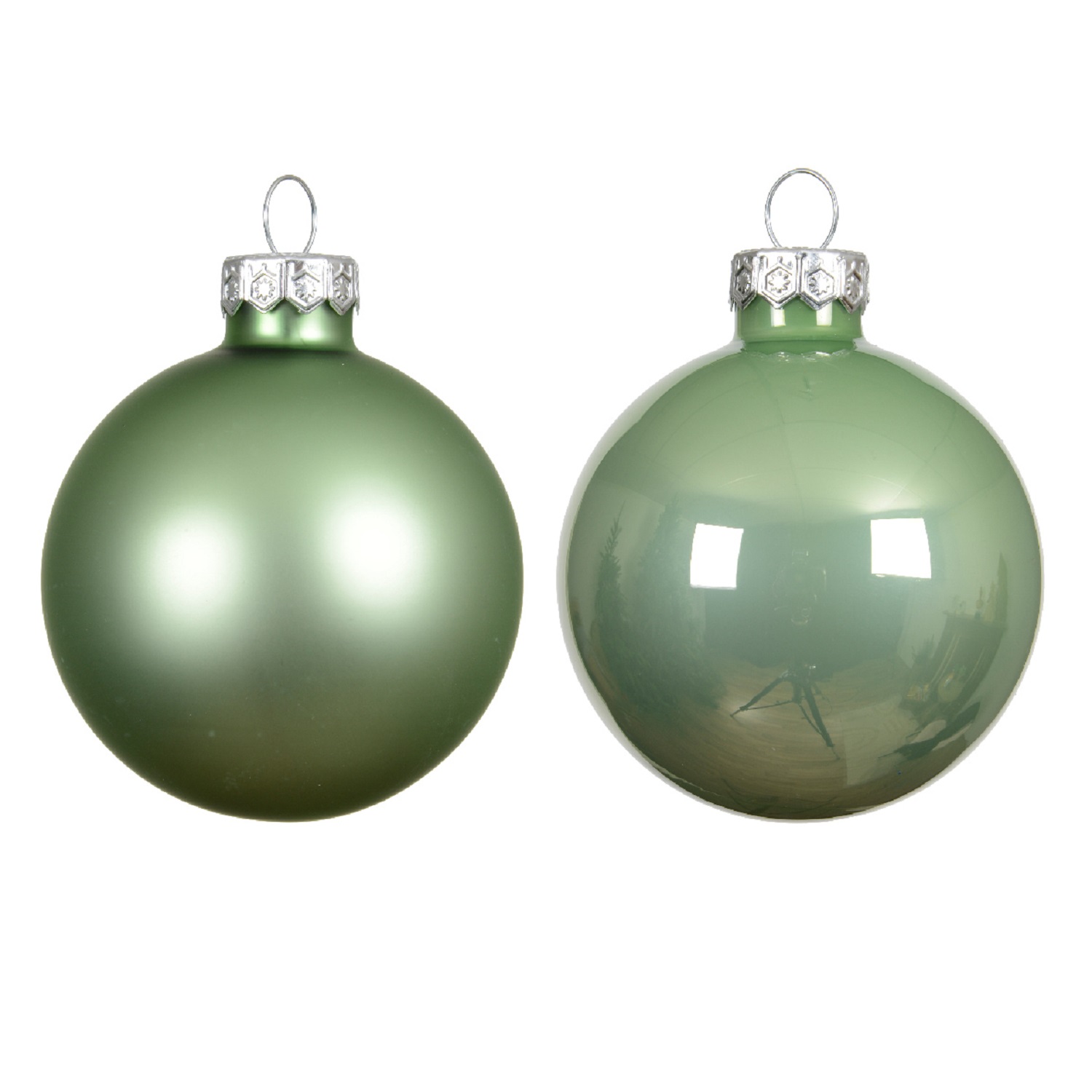 Шар стекло зеленый матча матовый/глянцевый d8см 6шт/уп