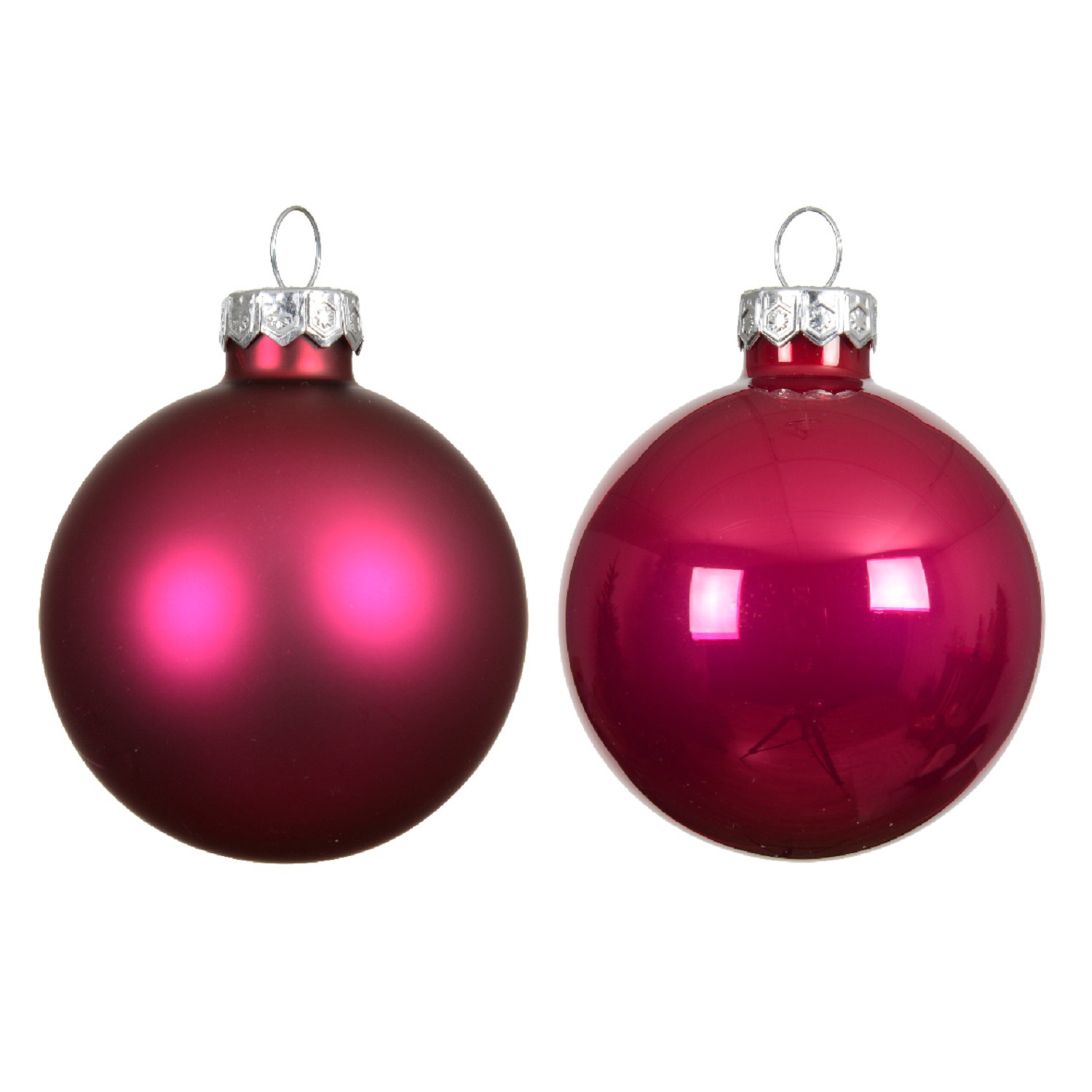 Шар стекло фуксия матовый/глянцевый d8см 6шт/уп